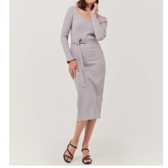 NEW Pact Organic Cotton Stretch Rib Jazz Maternity Dress Lilac Purple size XXL - Picture 1 of 9